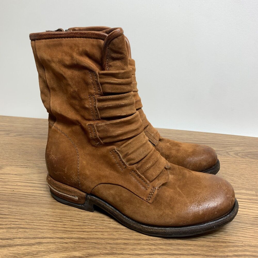 A.S.98 Womens Size EU 36 US 6 Traver Cognac Brown Military Boots  Side‎ Zip